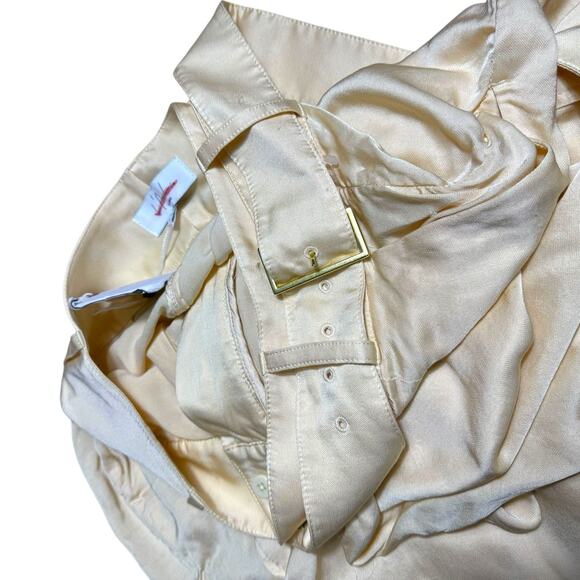 l'academie Mel Pants Belted Trousers Wide Leg Satin Beige Neutral Revolve NEW - Picture 6 of 8